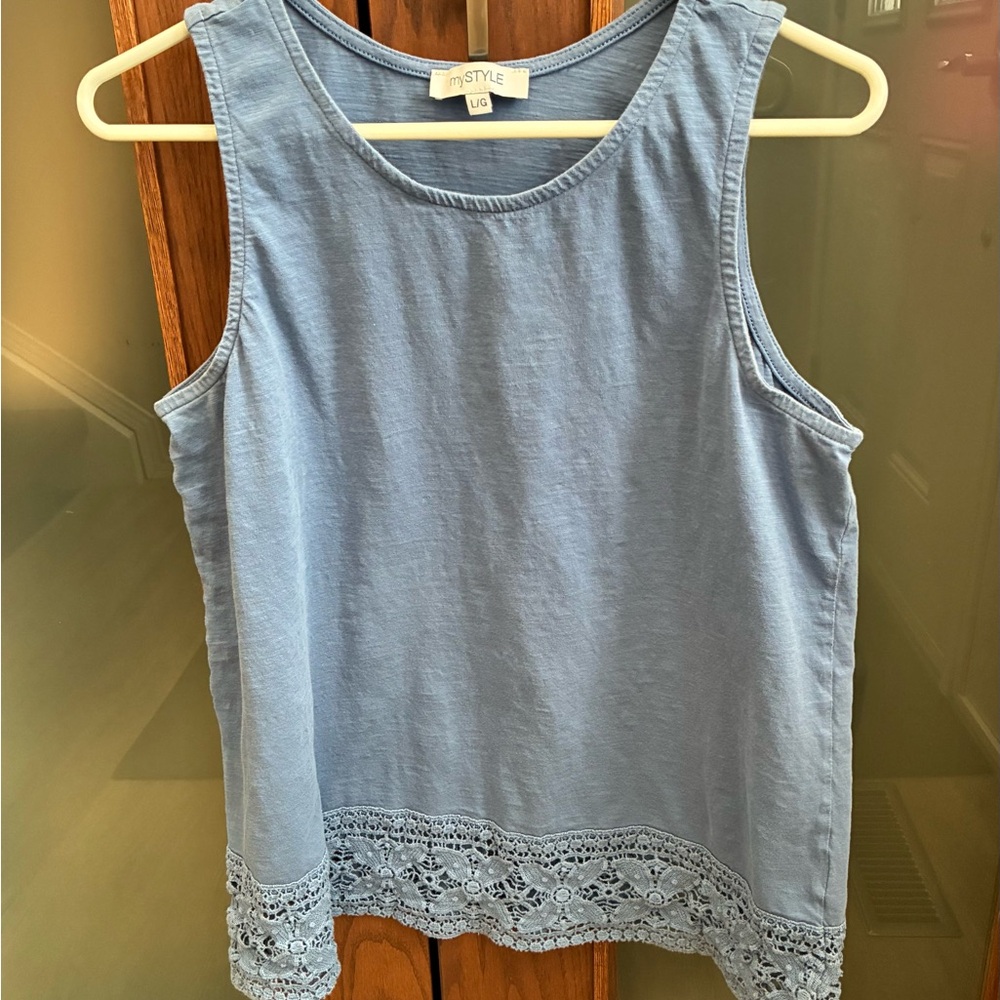 Chic Blue Lace Tank Top